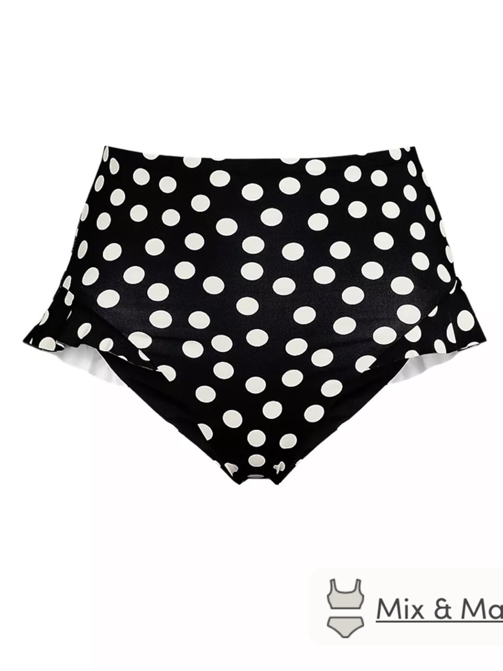 Lands' End Black and White Polka Dot High-Waist Swim Bottoms